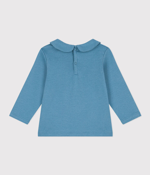 Blouse manches longues en coton b&eacute;b&eacute; bleu