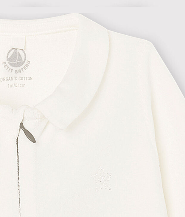 Dors bien zipp&eacute; b&eacute;b&eacute; en velours blanc
