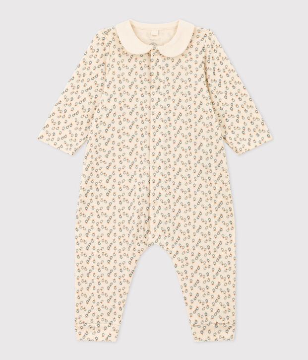 Combinaison longue imprim&eacute; fleuri b&eacute;b&eacute; &eacute;cru/multicouleur