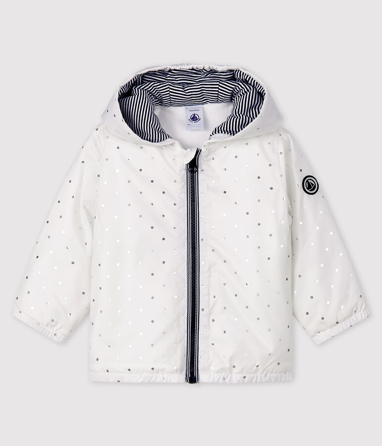Blouson b&eacute;b&eacute; fille/gar&ccedil;on imprim&eacute; blanc MARSHMALLOW/gris ARGENT