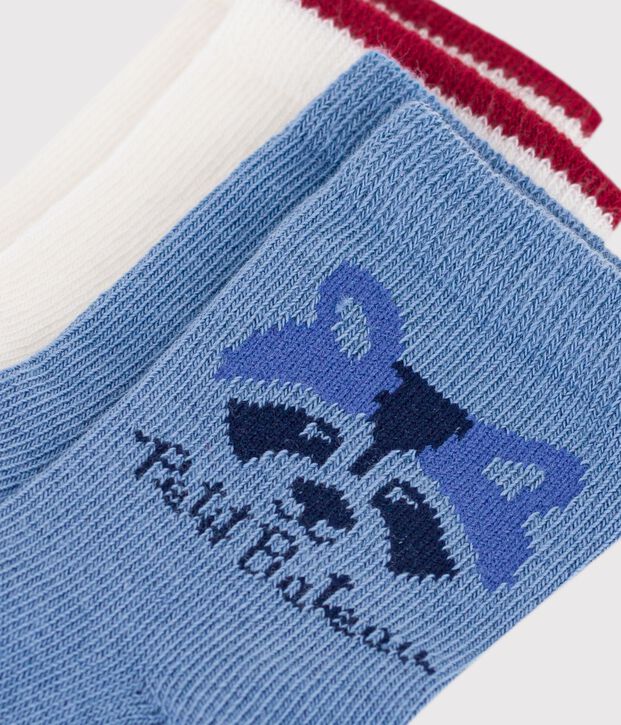 2 paires de chaussettes b&eacute;b&eacute; en coton unie et motif animalier multicouleur