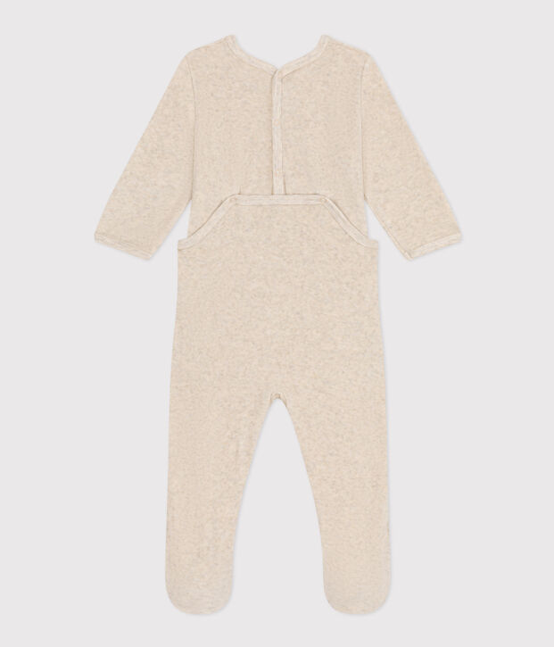Pyjama en velours b&eacute;b&eacute; beige chin&eacute;