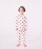 Pyjama enfant imprimé cœurs en côte blanc MARSHMALLOW/rouge TERKUIT