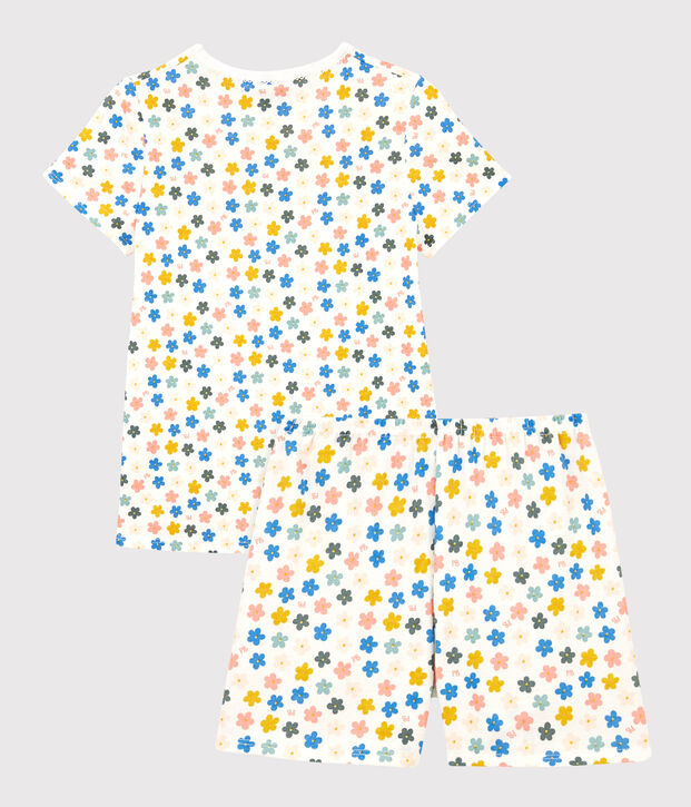 Pyjacourt fleurs phosphorescentes petite fille en coton blanc/multicouleur