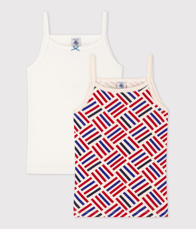 Lot de 2 chemises &agrave; bretelles petite fille en coton multicouleur