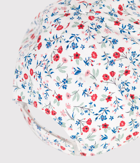 Casquette enfant fille en toile imprimé fleurs blanc MARSHMALLOW/blanc MULTICO