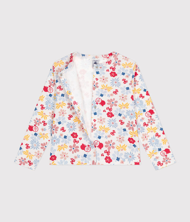 Cardigan en coton enfant fille blanc/multicouleur