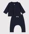 Ensemble 2 pièces bébé matelassé en coton bleu SMOKING
