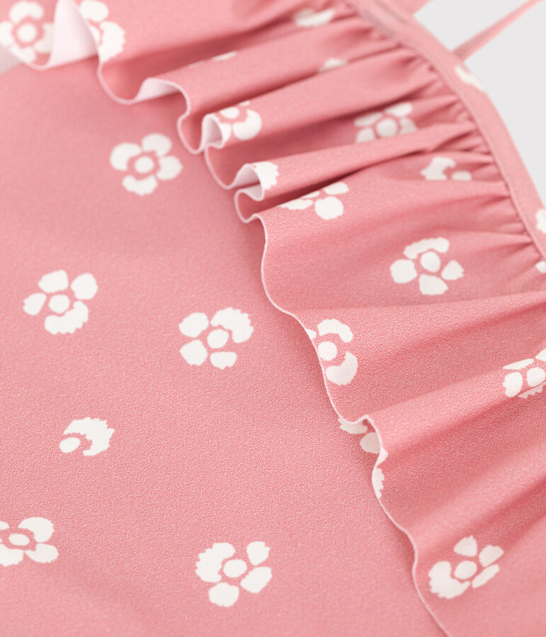 Maillot de bain une pi&egrave;ce enfant fleuri rose CHARME/blanc MARSHMALLOW