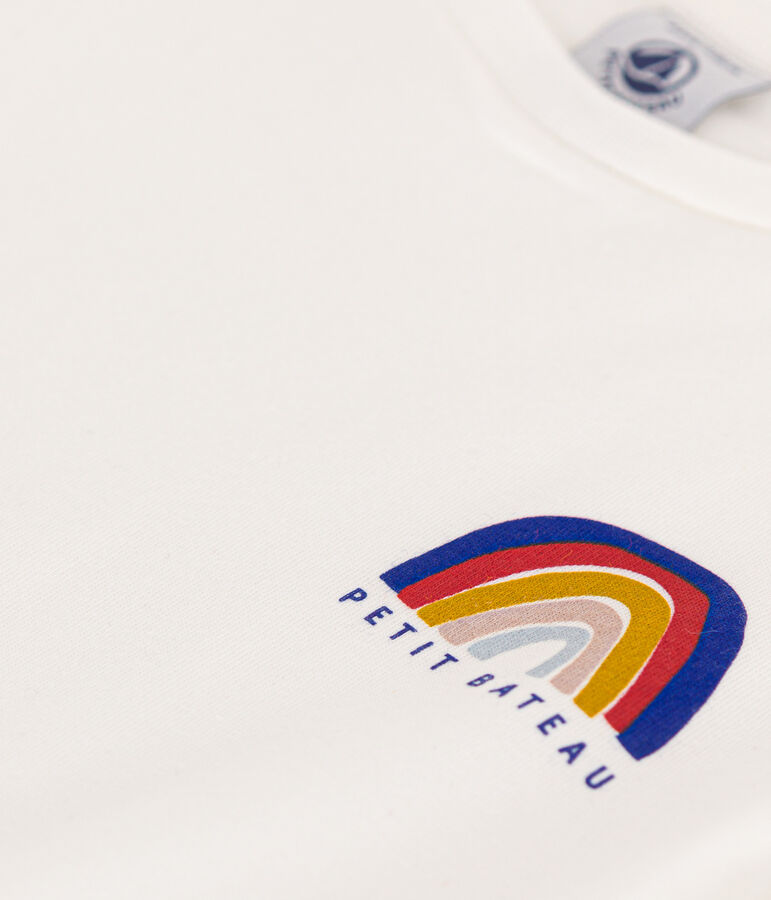 Tee-shirt en jersey l&eacute;ger enfant fille blanc MARSHMALLOW