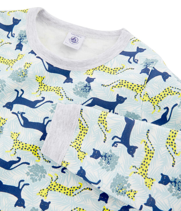Pyjama petit gar&ccedil;on en molleton blanc/multicouleur