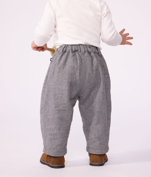 Pantalon b&eacute;b&eacute; en flanelle unie gris