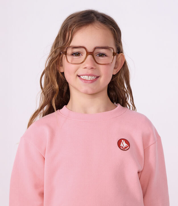 Sweatshirt enfant en coton uni rose