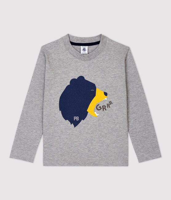 Tee-shirt manches longues en coton enfant garçon gris SUBWAY CHINE