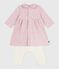 Robe bébé à col imprimé fleurs et coeurs et legging en coton rose JOLI/blanc MULTICO