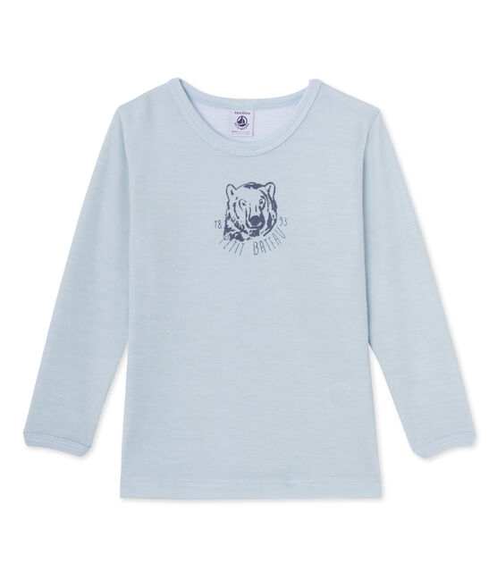 T-shirt garçon en laine et coton bleu Fraicheur