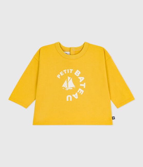 Tee-shirt bébé en coton à manches longues, motif chat jaune NAPLES
