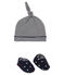 Lot bonnet et chaussons bébé garçon bleu SMOKING/blanc MULTICO