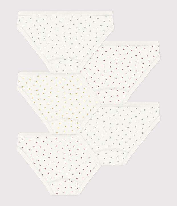 Lot de 5 culottes petits c&oelig;ur en coton petite fille multicouleur