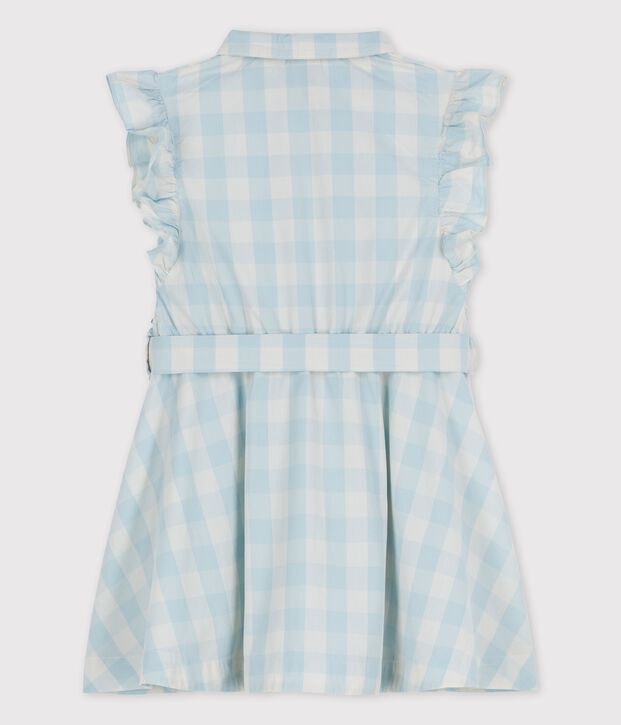 Robe manches courtes en popeline enfant fille BOLDAIR/blanc