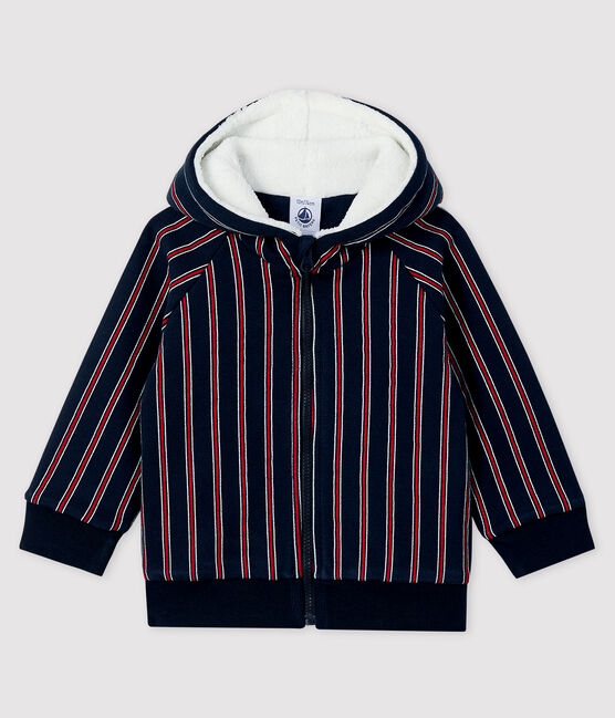 Sweatshirt à capuche bébé garçon bleu SMOKING/blanc MULTICO