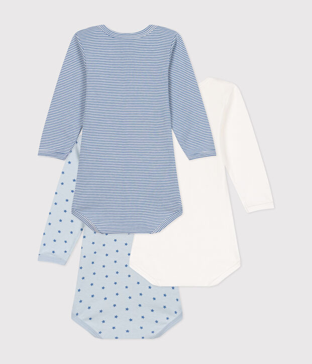 Lot de 3 bodies manches longues mini c&oelig;urs en coton b&eacute;b&eacute; multicouleur