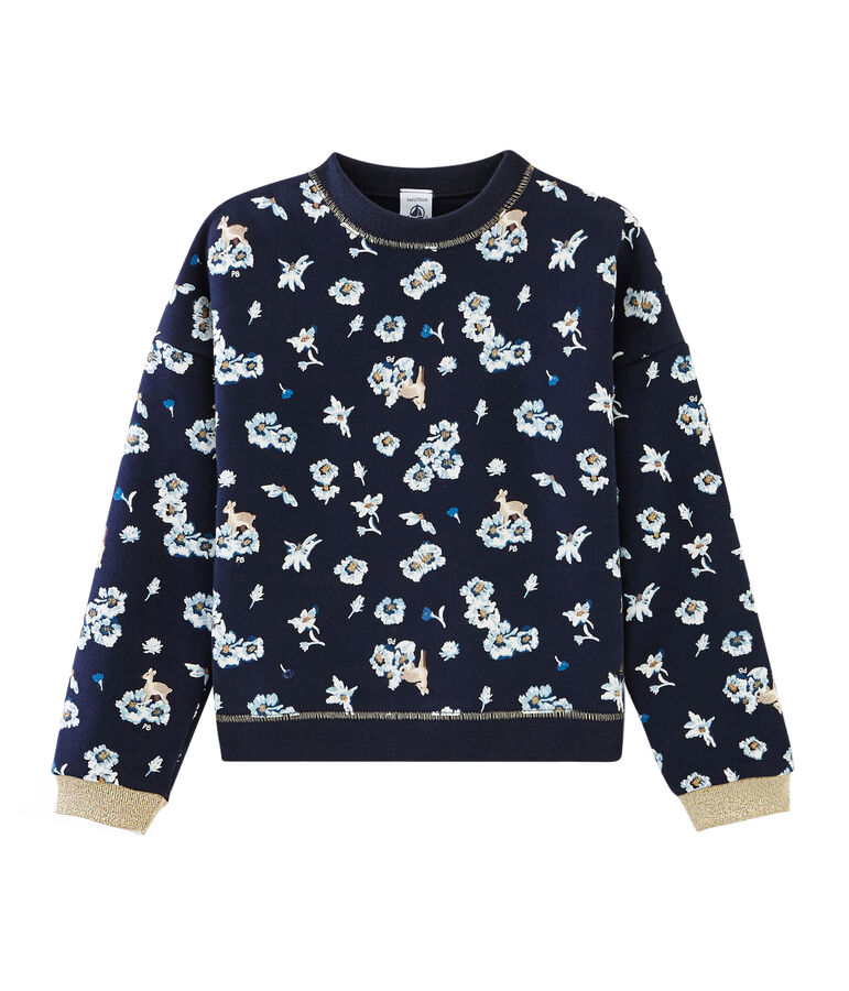 Sweatshirt enfant fille bleu/multicouleur