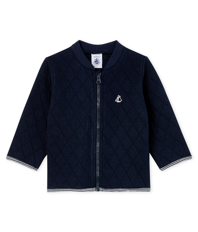 Cardigan b&eacute;b&eacute; gar&ccedil;on en tubique matelass&eacute; bleu