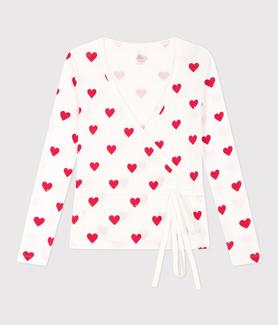 Cache-cœur en coton BIO Femme blanc MARSHMALLOW/rouge TERKUIT