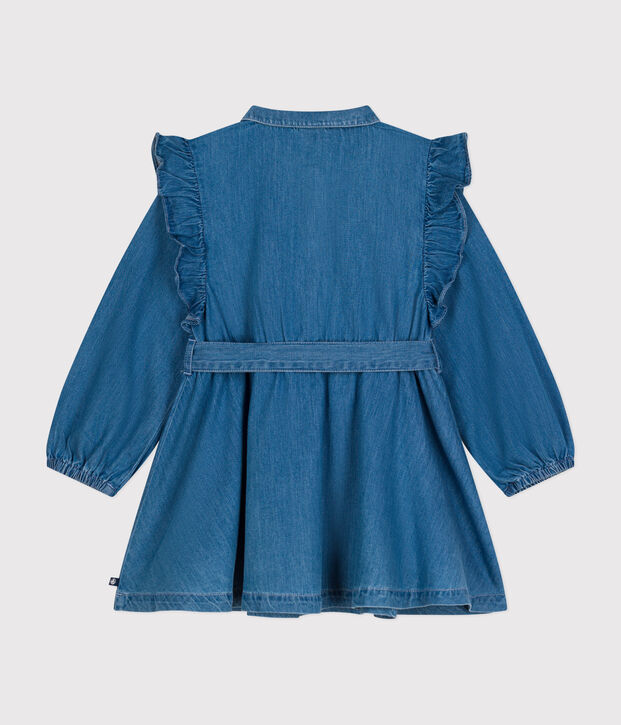 Robe &agrave; manches longues en denim l&eacute;ger enfant fille bleu