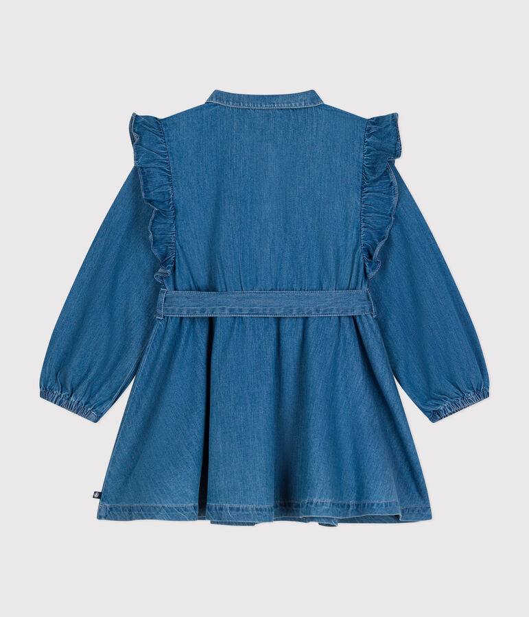 Robe &agrave; manches longues en denim l&eacute;ger enfant fille bleu DENIM CLAIR