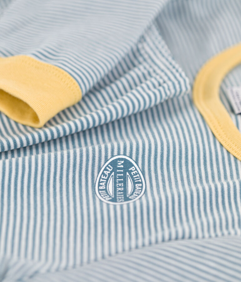 Pyjama milleraies en coton enfant bleu ROVER/blanc MARSHMALLOW