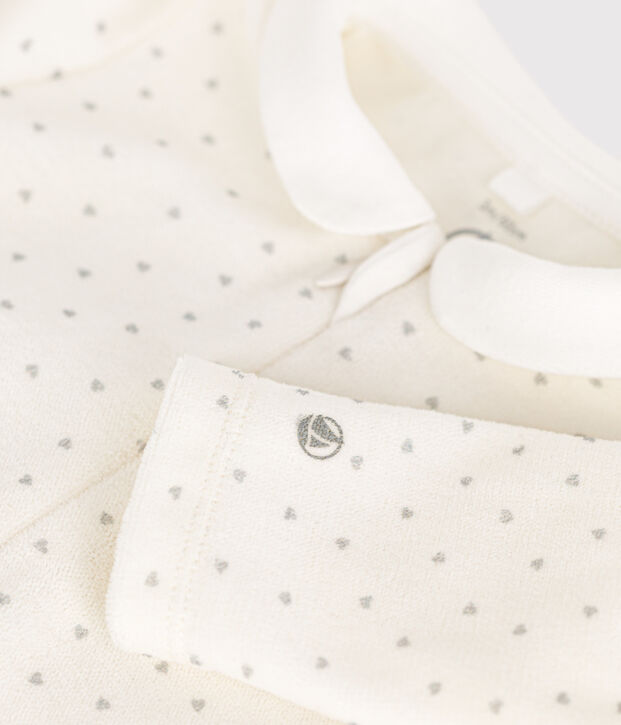 Pyjama en velours b&eacute;b&eacute; blanc/gris