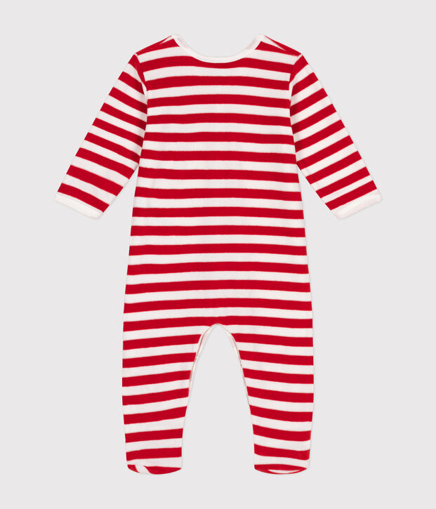 Pyjama de No&euml;l en velours b&eacute;b&eacute; rouge/blanc