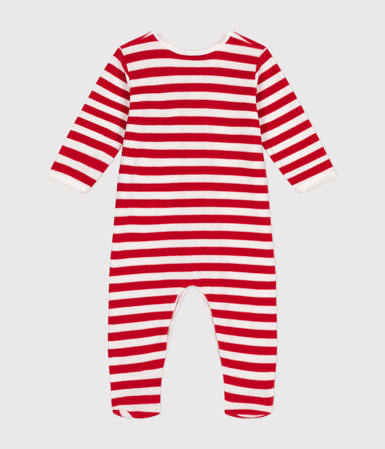 Pyjama de No&euml;l en velours b&eacute;b&eacute; rouge/blanc