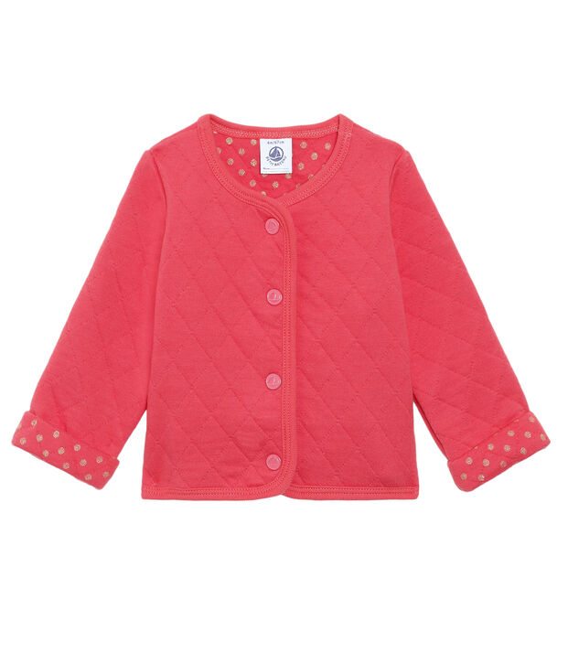 Cardigan b&eacute;b&eacute; fille en tubique matelass&eacute; rouge