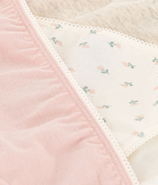 Lot de 3 culottes fleurs en coton et &eacute;lasthanne fille multicouleur
