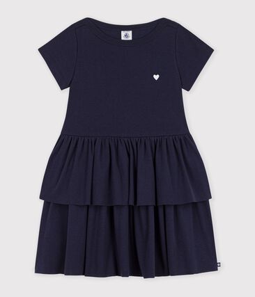 Robe enfant en coton manches courtes unie