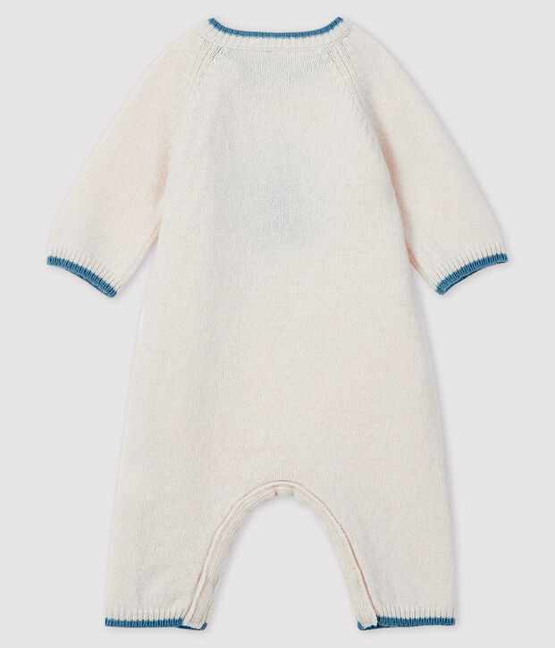 Combinaison longue jacquard b&eacute;b&eacute; en tricot blanc