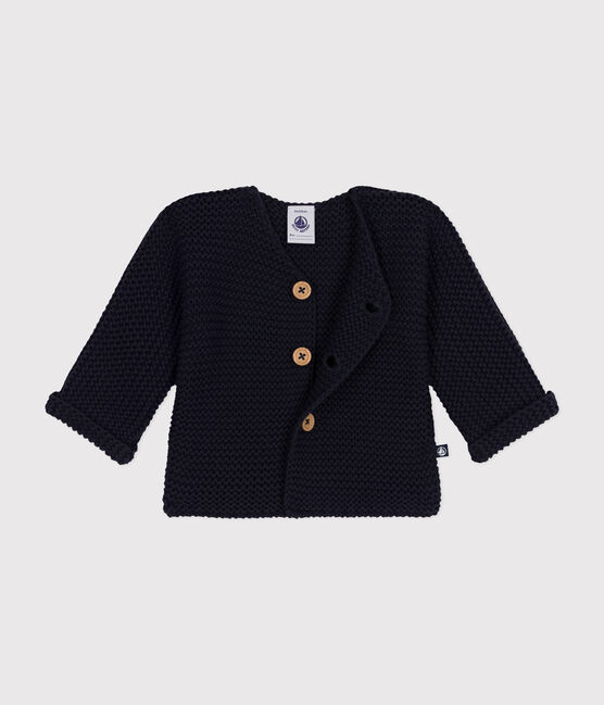 Cardigan en tricot point mousse bébé bleu SMOKING
