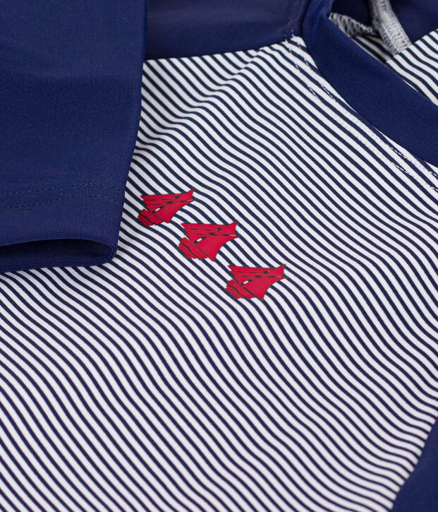 Combinaison de bain anti UV b&eacute;b&eacute; bleu/blanc