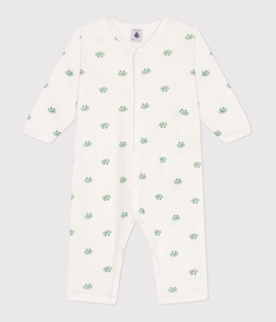 Pyjama bébé en coton sans pieds grenouilles blanc MARSHMALLOW/blanc MULTICO