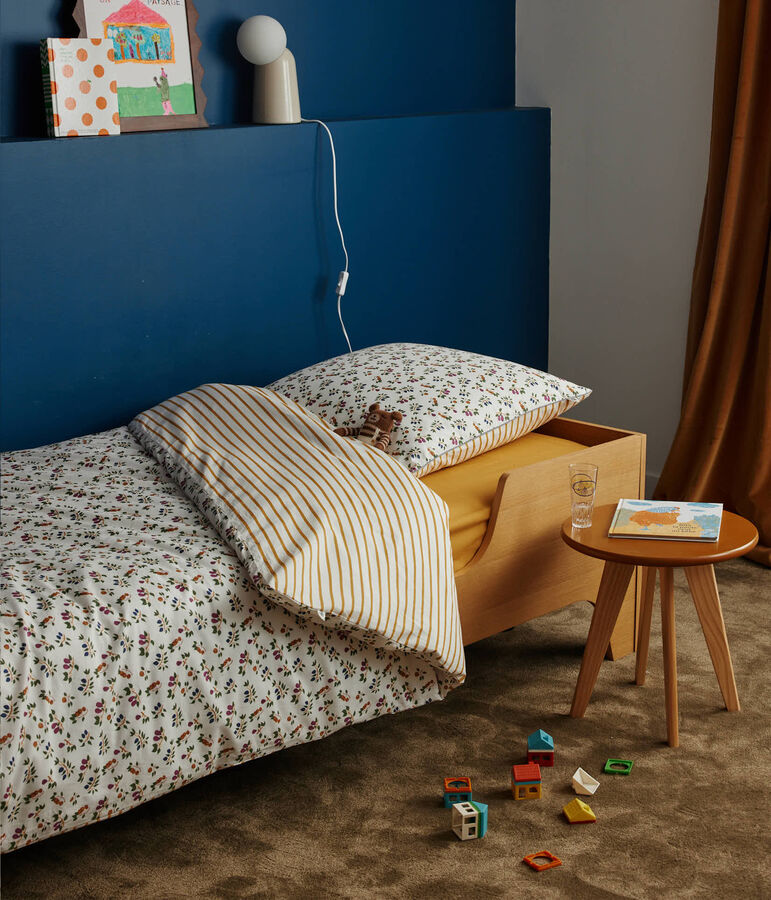 Housse de couette et taie pour enfant imprim&eacute;s fruits blanc/jaune/multicouleur