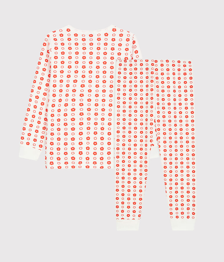 Pyjama imprim&eacute; graphique en molleton enfant blanc MARSHMALLOW/ SPICY