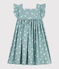 Robe longue sans manches enfant en coton fleurie bleu PAUL/blanc MARSHMALLOW