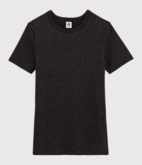T-shirt iconique col rond Femme noir NOIR/ ARGENT