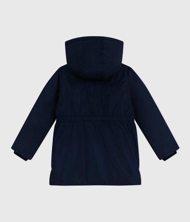 Parka enfant mi-longue unie bleu marine
