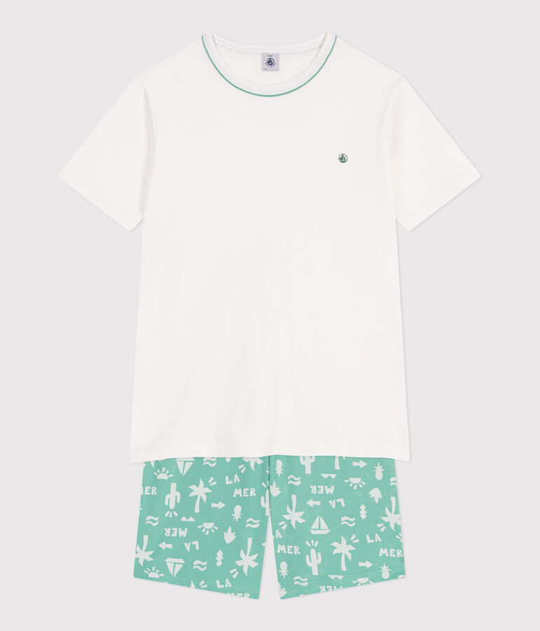 Pyjama short enfant en coton MARSHMALLOW/ ALOEVERA