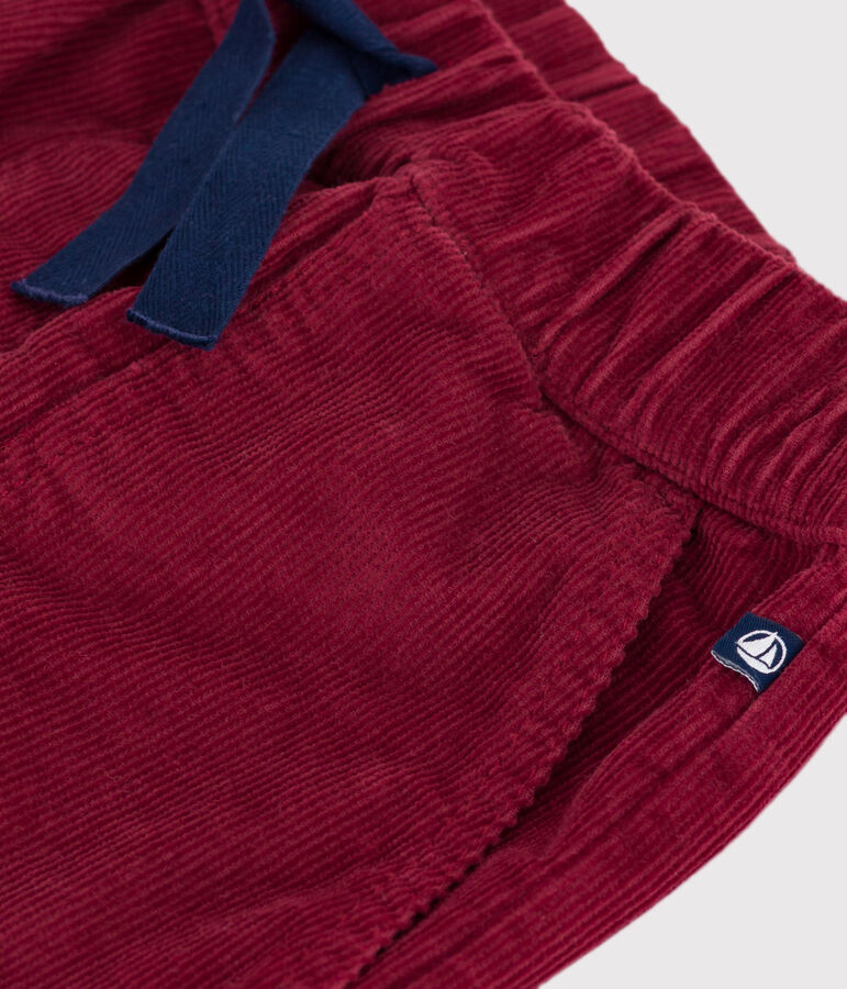 Pantalon droit enfant en velours uni rouge AMARANTE