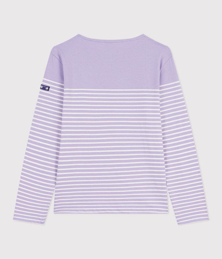 Tee-shirt marini&egrave;re femme en coton violet SQUAW/ MILK